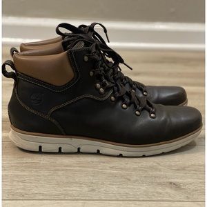 Timberland Mens High Top Casual Boots Sz 11.5 Brown Leather Uppers Lace Up